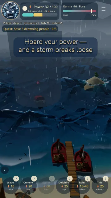 Sea Stirs game screenshot: When the sea is angry