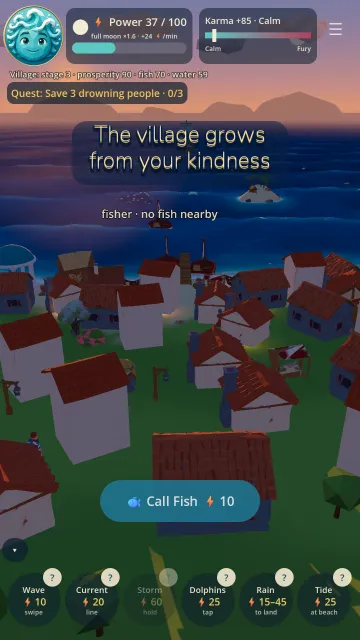 Sea Stirs game screenshot: The village grows