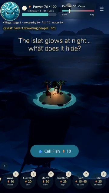 Sea Stirs game screenshot: A mystery at night
